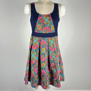 Just B Boho Floral Paisley Mini Dress Navy Orange S